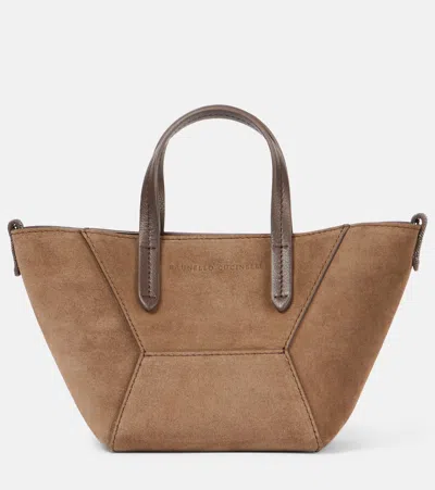 BRUNELLO CUCINELLI BC DUO MINI MONILI SUEDE TOTE BAG