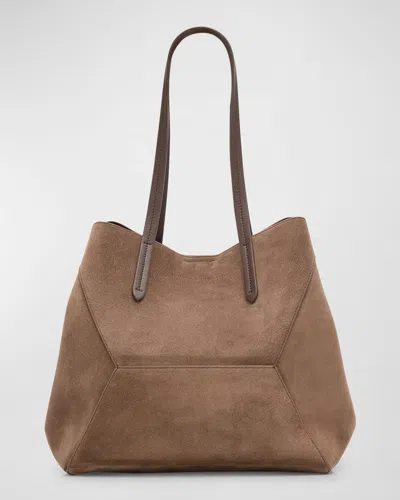 BRUNELLO CUCINELLI BC DUO SMALL GEOMETRIC SUEDE TOTE BAG