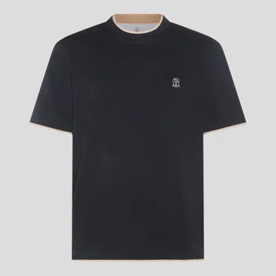 BRUNELLO CUCINELLI BLACK COTTON T-SHIRT