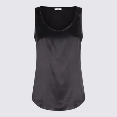 BRUNELLO CUCINELLI BLACK SILK BLEND TANK TOP