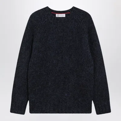 BRUNELLO CUCINELLI BLUE ALPACA-BLEND SWEATER
