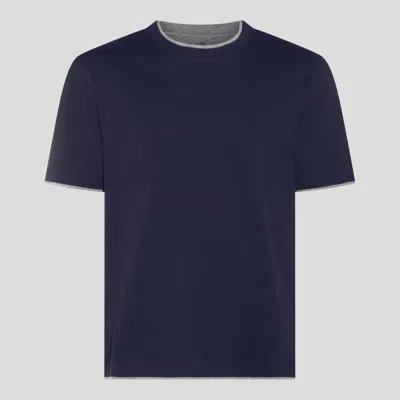 BRUNELLO CUCINELLI BLUE NAVY COTTON T-SHIRT