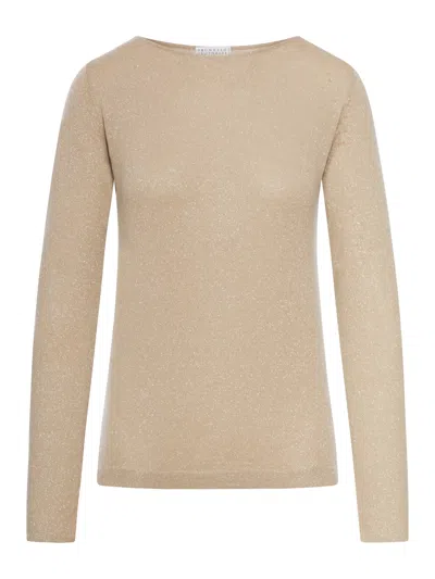 BRUNELLO CUCINELLI CASHMERE SWEATER WITH LUREX INSERTS