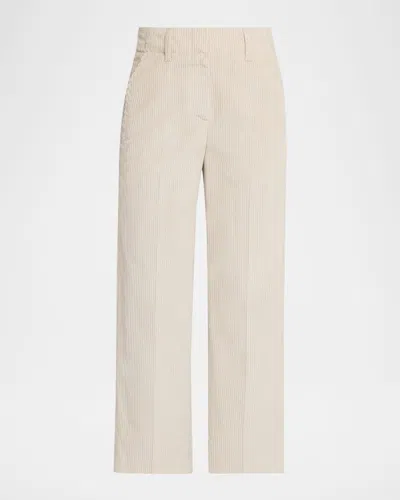 BRUNELLO CUCINELLI COTTON CORDUROY WIDE-LEG TROUSERS WITH MONILI