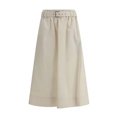 BRUNELLO CUCINELLI CREAM WIDE LONG SKIRT