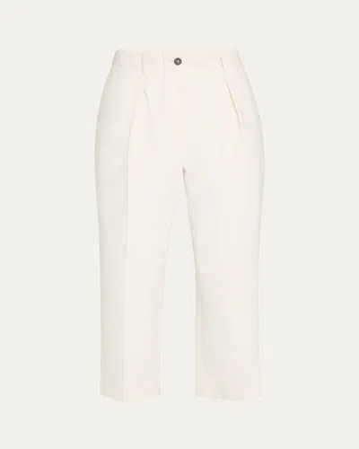 BRUNELLO CUCINELLI CREASED SQUARE COTTON WOOL CHINO PANTS
