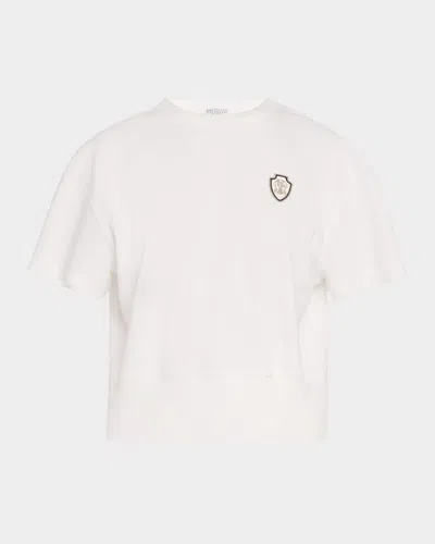 BRUNELLO CUCINELLI CREST SHORT-SLEEVE PIQUET FLEECE TOP