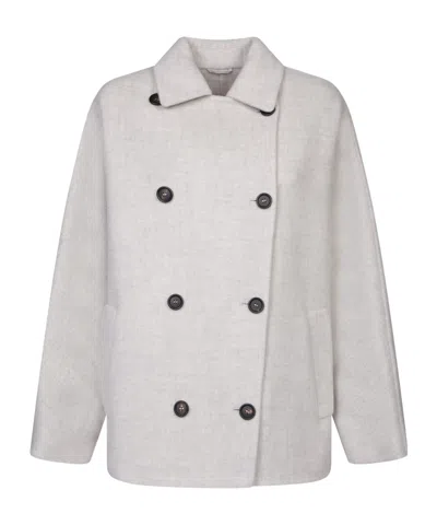 BRUNELLO CUCINELLI BRUNELLO CUCINELLI DOUBLE-BREASTED LONG SLEEVED COAT