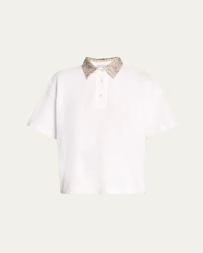 BRUNELLO CUCINELLI EMBROIDERED COLLAR COTTON PIQUET POLO SHIRT