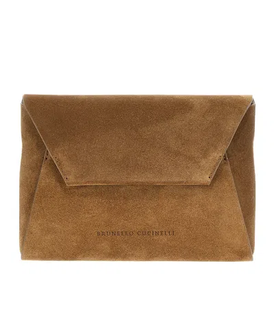 BRUNELLO CUCINELLI BRUNELLO CUCINELLI LOGO DEBOSSED ENVELOPE SHOULDER BAG