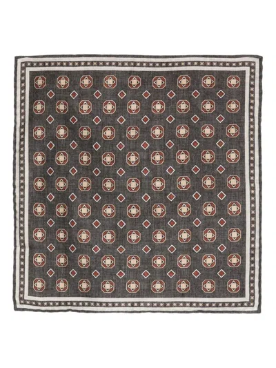 BRUNELLO CUCINELLI GEOMETRIC-PRINT SILK HANDKERCHIEF