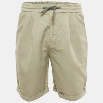 BRUNELLO CUCINELLI GREEN LINEN BLEND DRAWSTRING SHORTS XS