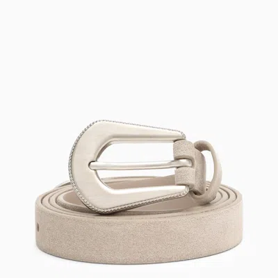 BRUNELLO CUCINELLI HAZELNUT-COLOURED SUEDE BELT