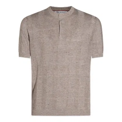 BRUNELLO CUCINELLI BRUNELLO CUCINELLI HENLEY COLLARED KNIT POLO SHIRT