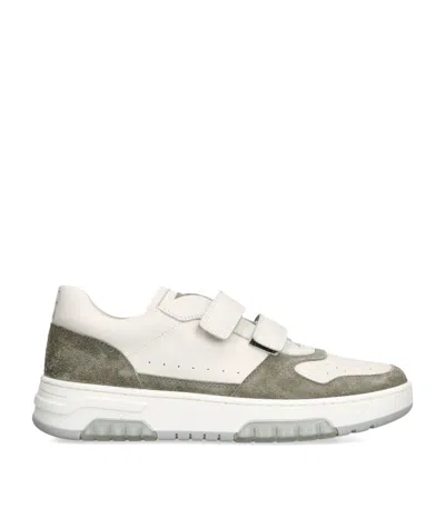 BRUNELLO CUCINELLI LEATHER SUEDE-TRIM VELCRO SNEAKERS