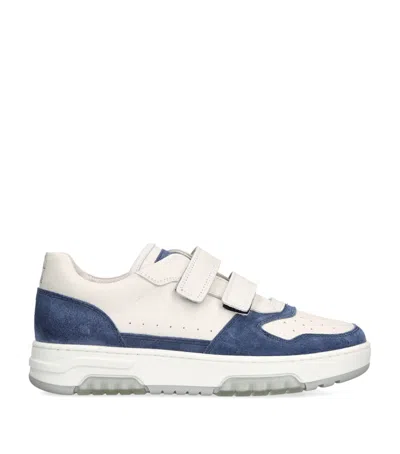 BRUNELLO CUCINELLI LEATHER SUEDE-TRIM VELCRO SNEAKERS