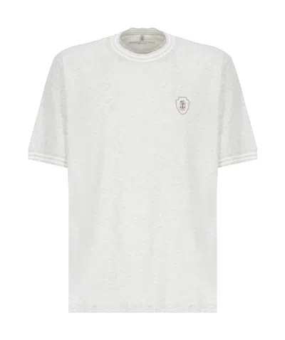 BRUNELLO CUCINELLI BRUNELLO CUCINELLI LOGO EMBROIDERED CREWNECK T-SHIRT