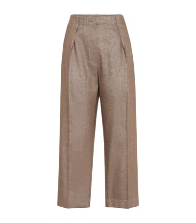 BRUNELLO CUCINELLI LINEN-BLEND SPARKLING CHINO TROUSERS