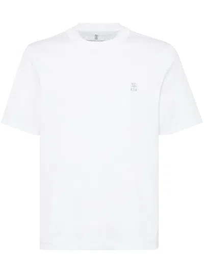 BRUNELLO CUCINELLI LOGO-EMBROIDERED CREW-NECK T-SHIRT