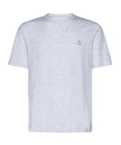 BRUNELLO CUCINELLI BRUNELLO CUCINELLI LOGO EMBROIDERED CREWNECK T-SHIRT