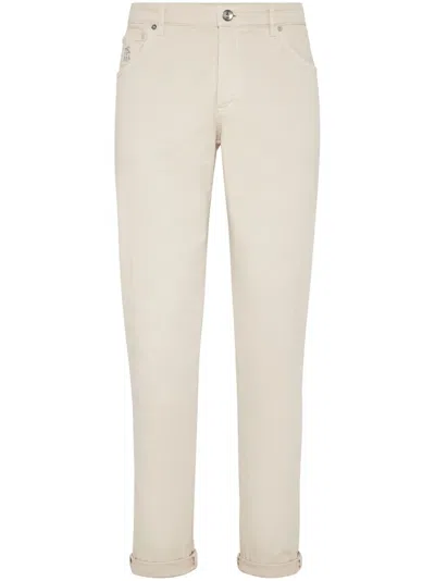 BRUNELLO CUCINELLI LOGO-EMBROIDERED JEANS