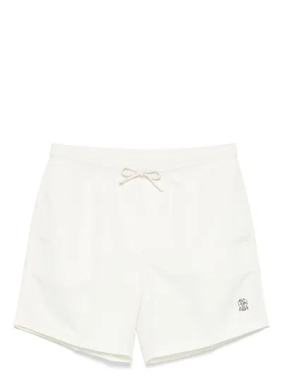 BRUNELLO CUCINELLI LOGO-EMBROIDERED SWIM SHORTS