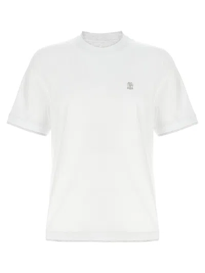 BRUNELLO CUCINELLI LOGO LAYERED T-SHIRT WHITE