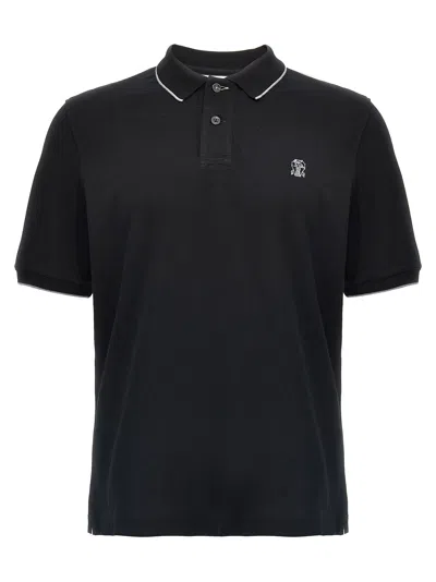 BRUNELLO CUCINELLI LOGO PIQUÉ  SHIRT POLO BLACK