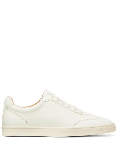 BRUNELLO CUCINELLI LOGO-PRINT LEATHER SNEAKERS