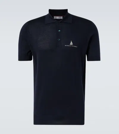 BRUNELLO CUCINELLI LOGO SILK AND COTTON POLO SHIRT