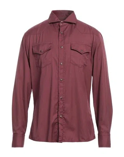 BRUNELLO CUCINELLI BRUNELLO CUCINELLI MAN SHIRT BURGUNDY SIZE XL COTTON