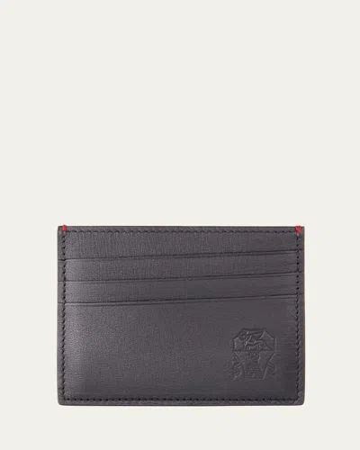 BRUNELLO CUCINELLI MEN'S CAPRETTA LEATHER CARD HOLDER