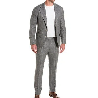 BRUNELLO CUCINELLI BRUNELLO CUCINELLI MEN'S CASUAL 3 BUTTON 2 PIECE WOOL BLEND STRIPED SUIT