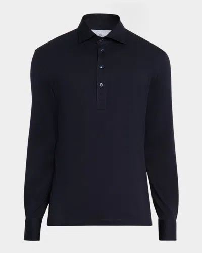 BRUNELLO CUCINELLI MEN'S COTTON LONG-SLEEVE POLO SHIRT