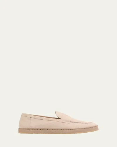 BRUNELLO CUCINELLI MEN'S HYBRID SUEDE PENNY LOAFERS