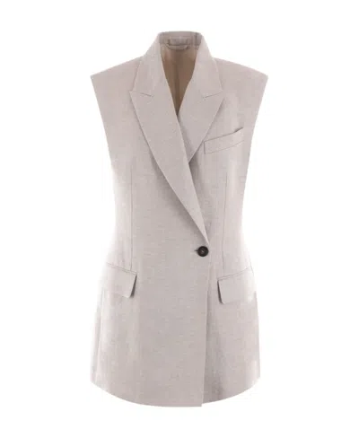 BRUNELLO CUCINELLI BRUNELLO CUCINELLI V-NECK SLEEVELESS JACKET