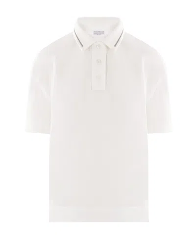 BRUNELLO CUCINELLI BRUNELLO CUCINELLI MONILI EMBELLISHED STRAIGHT HEM POLO SHIRT
