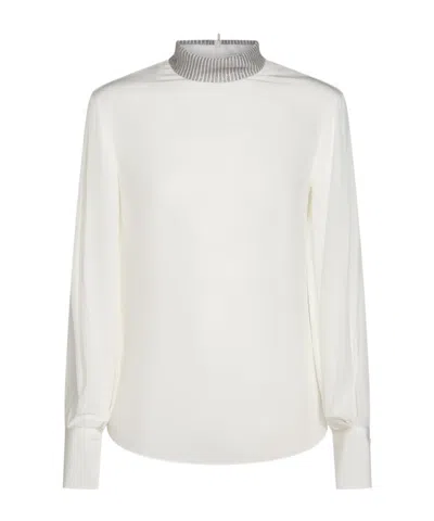 BRUNELLO CUCINELLI BRUNELLO CUCINELLI MONILI CHAIN DETAILED BLOUSE