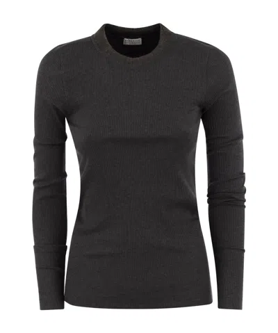 BRUNELLO CUCINELLI BRUNELLO CUCINELLI MONILI-EMBELLISHED RIBBED KNIT JUMPER
