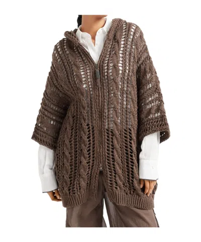 BRUNELLO CUCINELLI BRUNELLO CUCINELLI ZIP-UP HOODED KNITTED CARDIGAN
