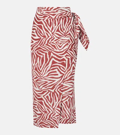 BRUNELLO CUCINELLI PRINTED COTTON AND SILK WRAP SKIRT