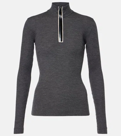 BRUNELLO CUCINELLI RIBBED-KNIT WOOL HALF-ZIP SWEATER