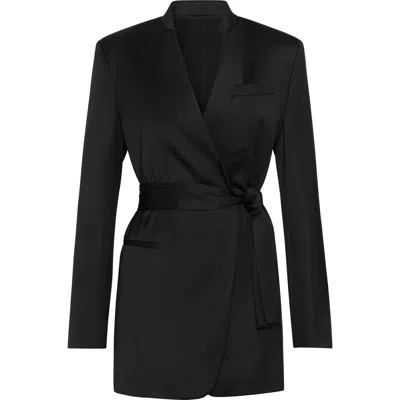 BRUNELLO CUCINELLI BRUNELLO CUCINELLI SATIN BELTED BLAZER WITH MONILI