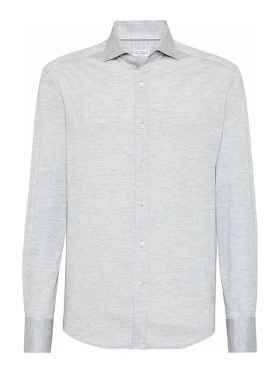 BRUNELLO CUCINELLI SHIRT WITH SPREAD COLLAR