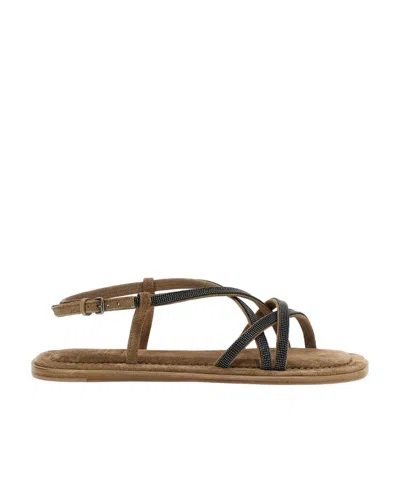 BRUNELLO CUCINELLI STRAPPY FLAT SANDALS