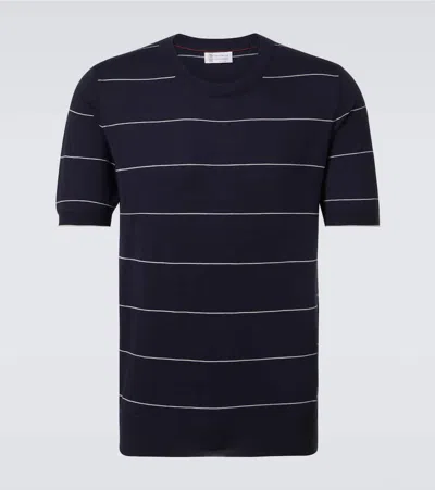 BRUNELLO CUCINELLI STRIPED COTTON JERSEY T-SHIRT