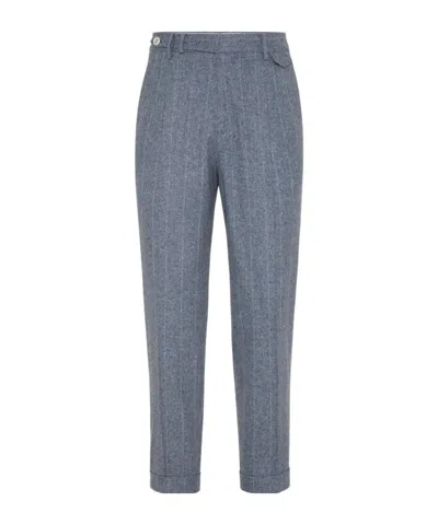 BRUNELLO CUCINELLI STRIPED TAPERED TROUSERS