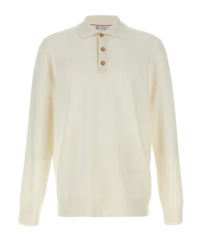 BRUNELLO CUCINELLI BRUNELLO CUCINELLI LONG-SLEEVED KNITTED POLO SHIRT