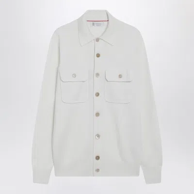 BRUNELLO CUCINELLI WHITE CASHMERE CARDIGAN