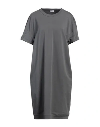 BRUNELLO CUCINELLI BRUNELLO CUCINELLI WOMAN MIDI DRESS GREY SIZE 3XL COTTON, ELASTANE, BRASS